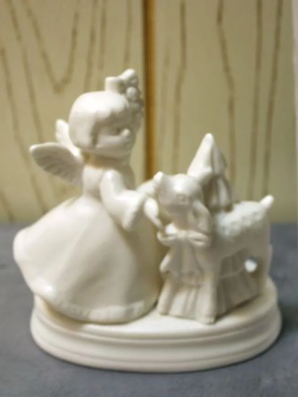 Vintage Colonial Candle Angel with Deer Candleholder with Taper Candles